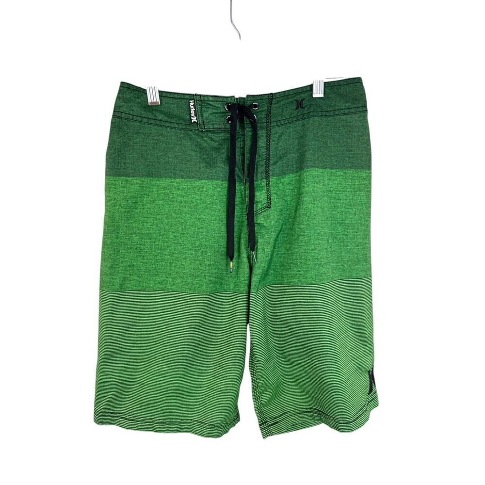 Hurley Men's 31 Hybrid Board Shorts Green Inseam 10.25' Lightweight Lace‎ Up